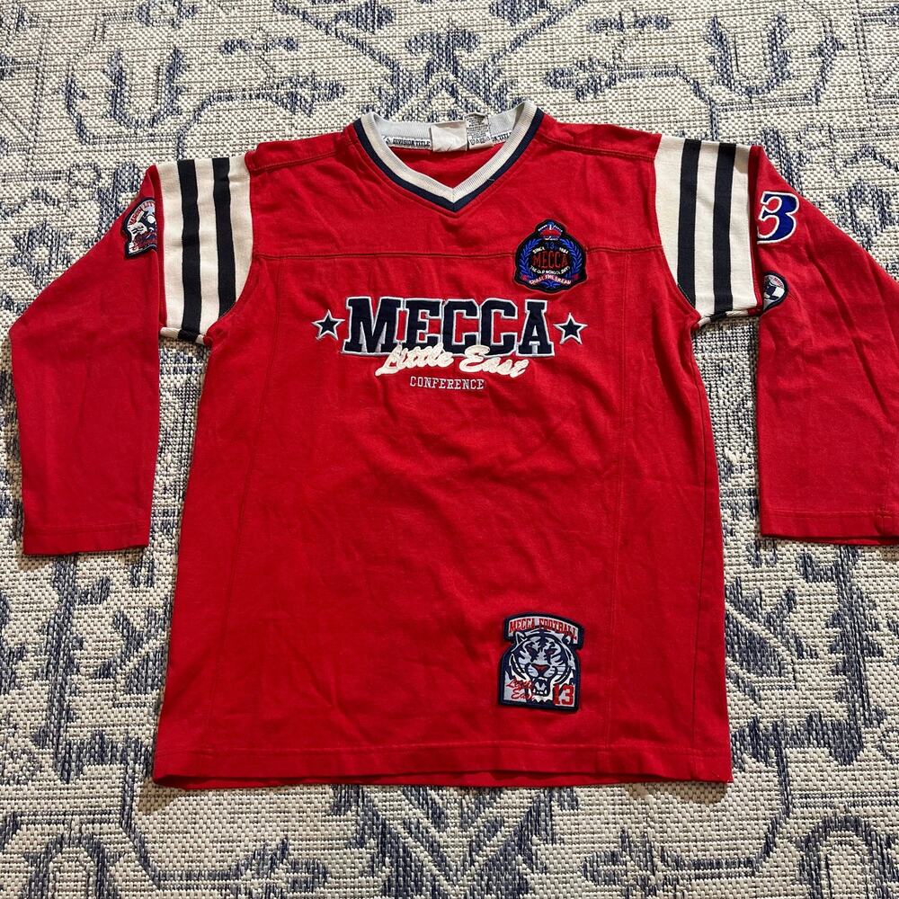 VTG Y2K Mecca Streetwear Football Jersey Style Shirt Red Striped SZ S